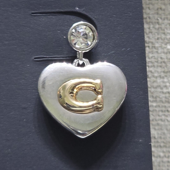 Coach Signature Heart Drop Earrings - Picture 3 of 5